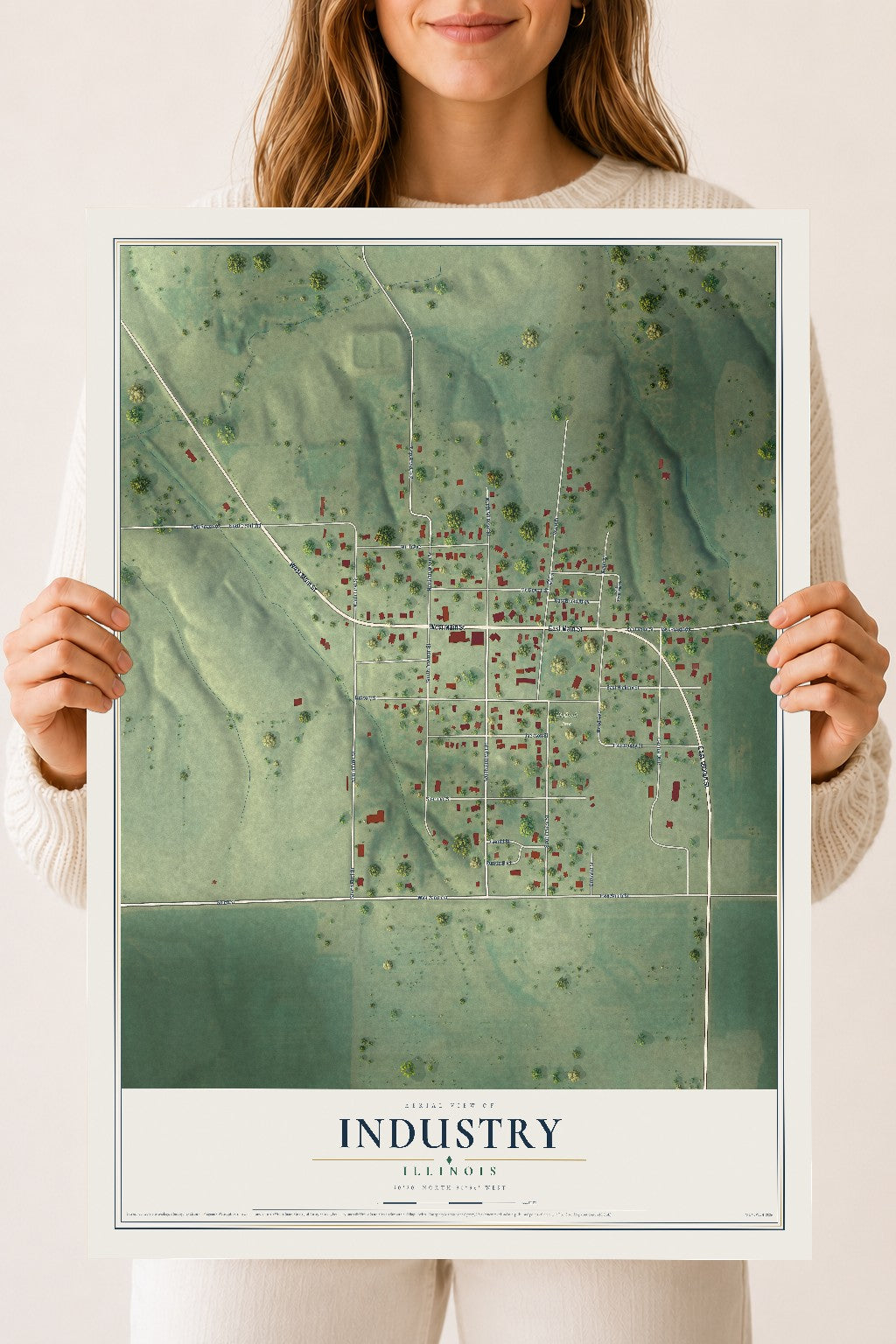 Map of Industry, Illinois, 18 x 24 inch unframed archival matte print