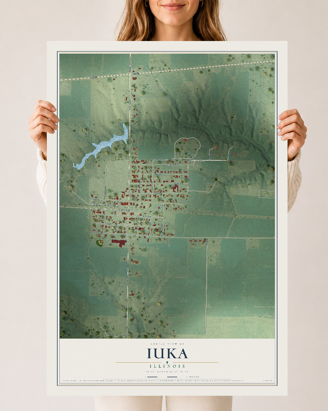 Map of Iuka, Illinois, 24 x 36 inch unframed archival matte print