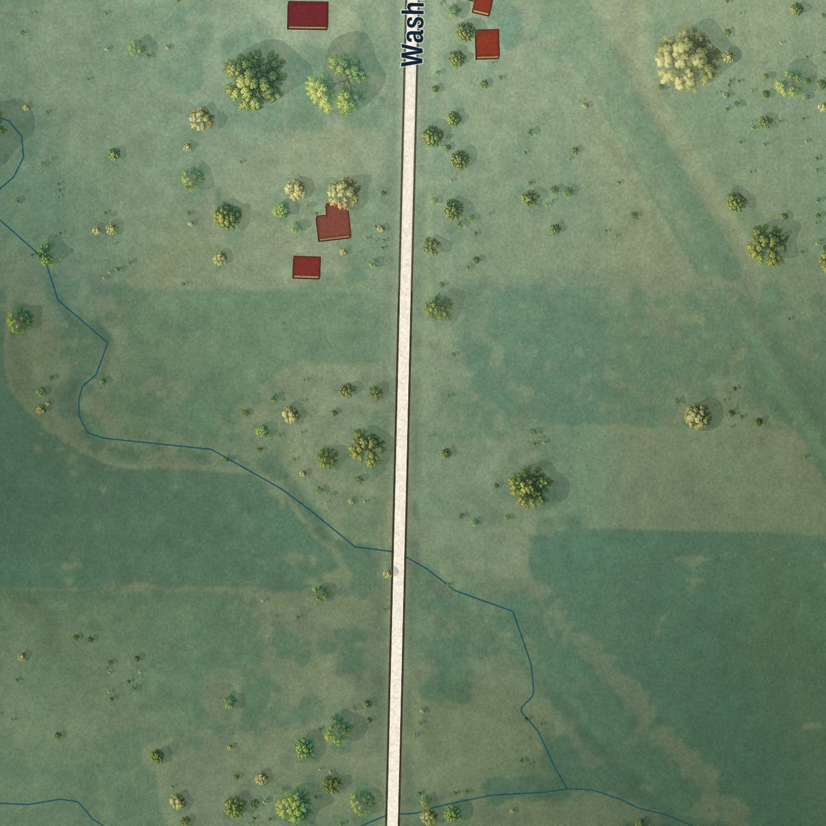 Second close-up of the map of Jeffersonville, Illinois print showing more streets and buildings