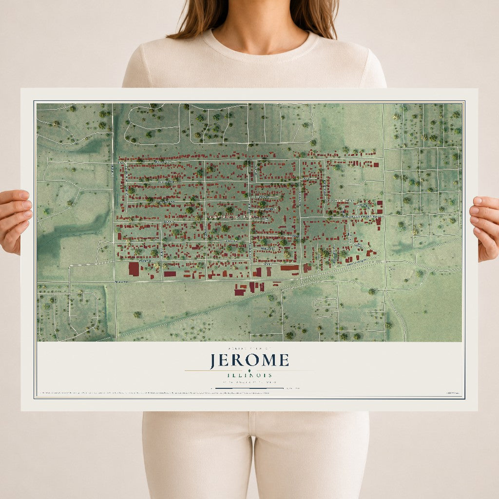 Map of Jerome, Illinois, 18 x 24 inch unframed archival matte print
