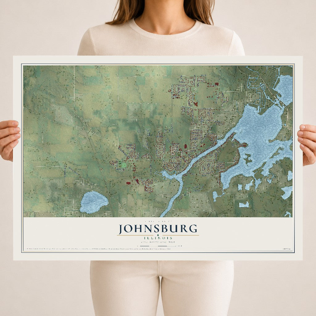 Map of Johnsburg, Illinois, 18 x 24 inch unframed archival matte print