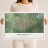Map of Johnston City, Illinois, 12 x 18 inch unframed archival matte print