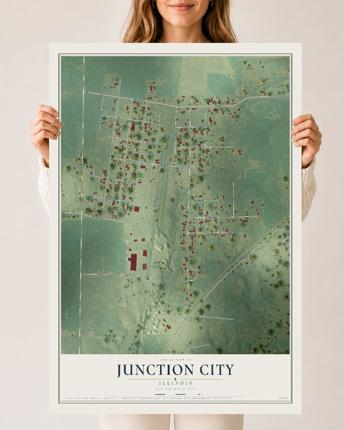 Map of Junction City, Illinois, 24 x 36 inch unframed archival matte print