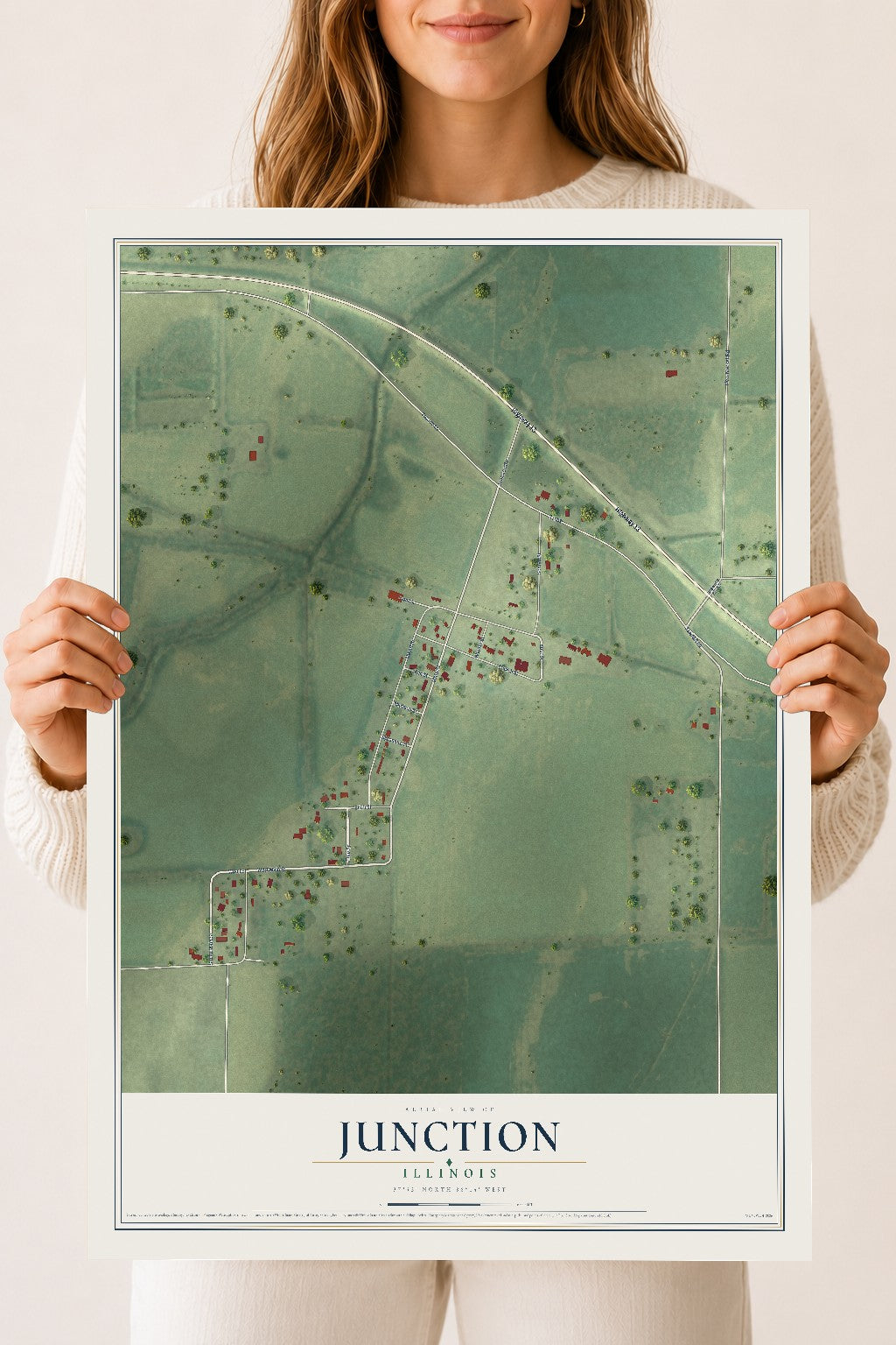 Map of Junction, Illinois, 18 x 24 inch unframed archival matte print