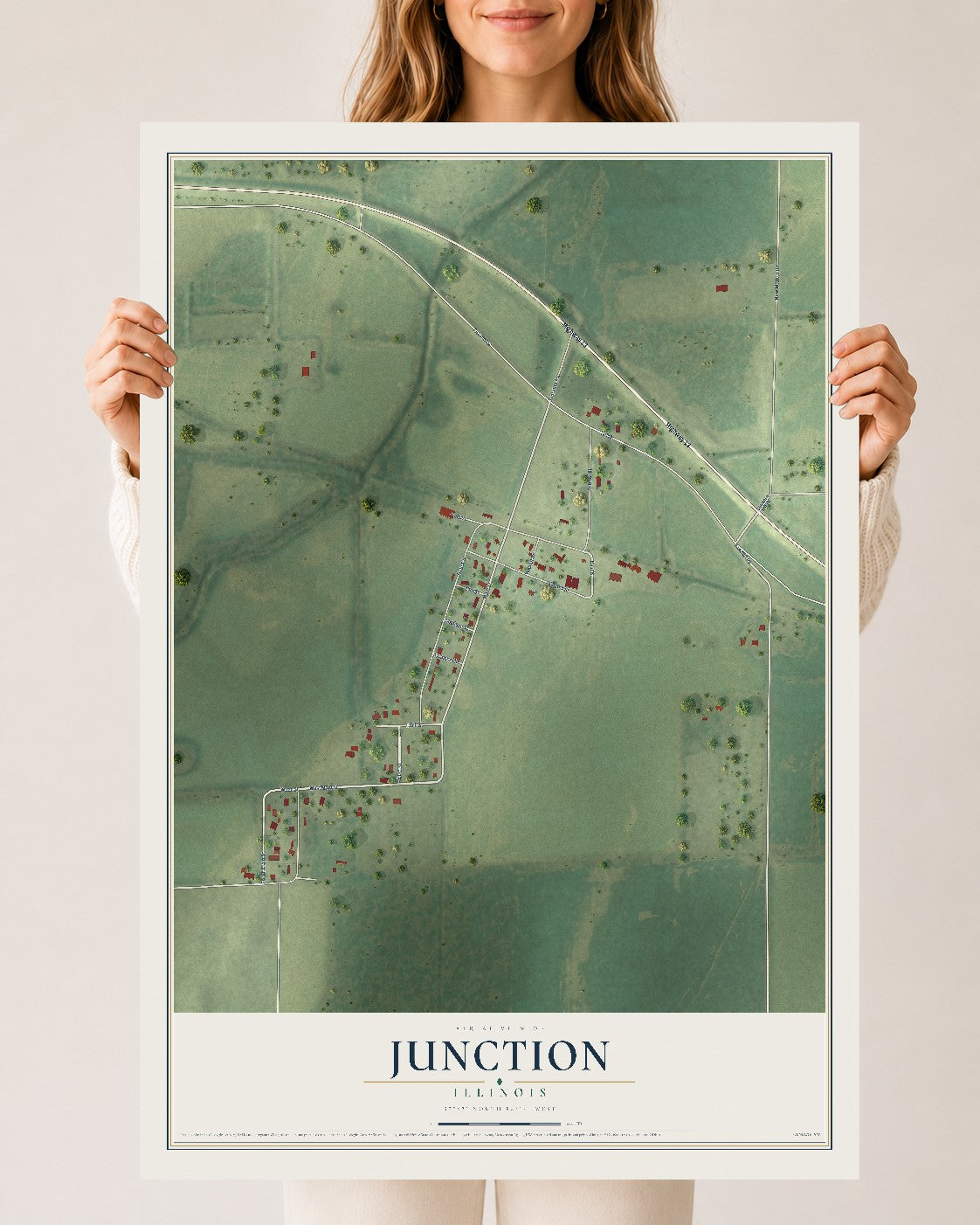 Map of Junction, Illinois, 24 x 36 inch unframed archival matte print