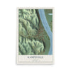 Map of Kampsville, Illinois, 12 x 18 inch unframed archival matte print