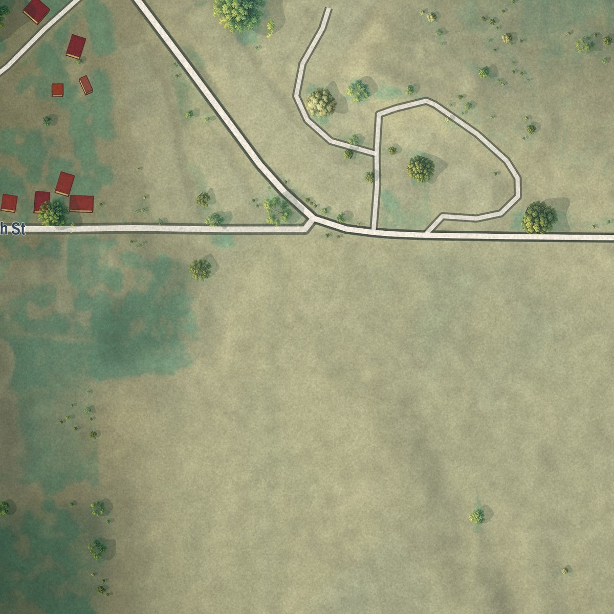 Second close-up of the map of Keensburg, Illinois print showing more streets and buildings