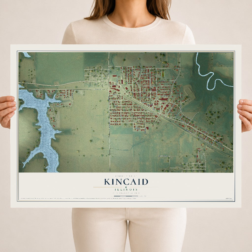 Map of Kincaid, Illinois, 18 x 24 inch unframed archival matte print