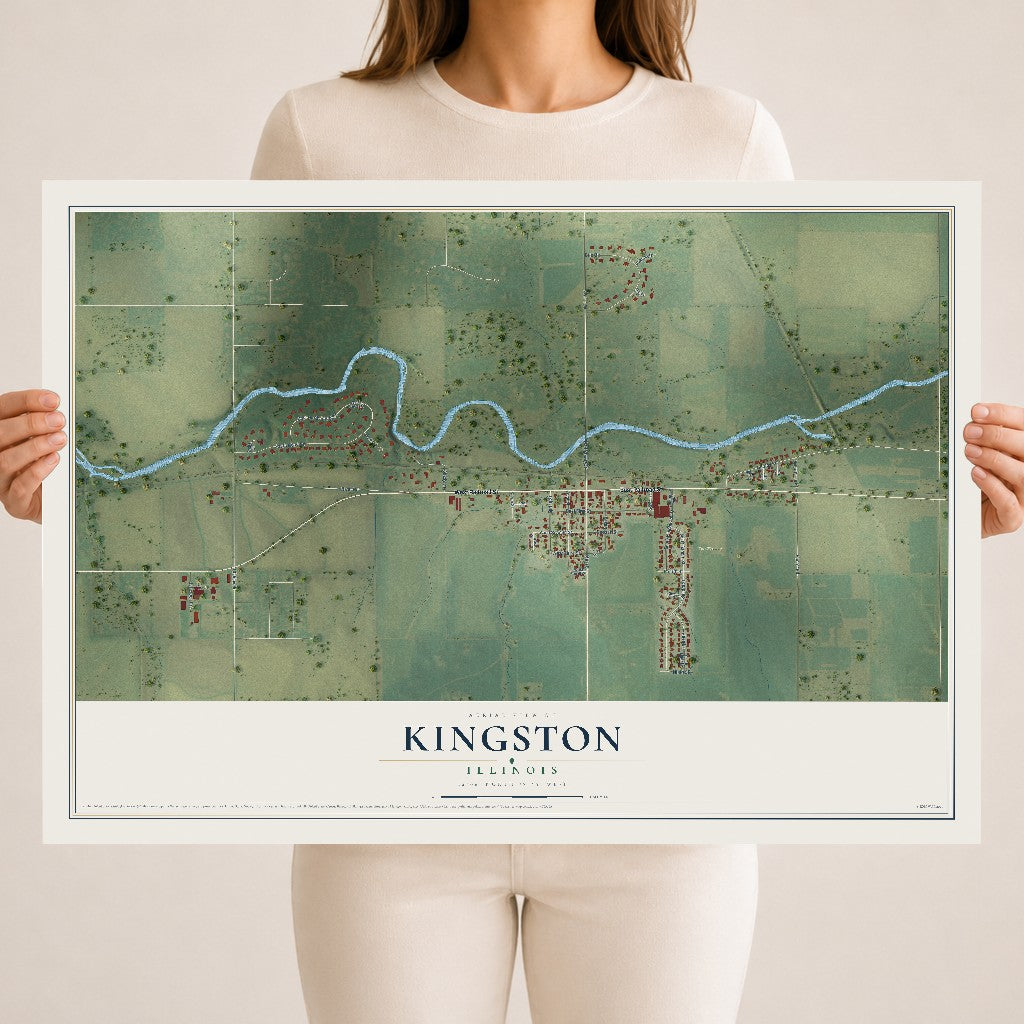 Map of Kingston, Illinois, 18 x 24 inch unframed archival matte print