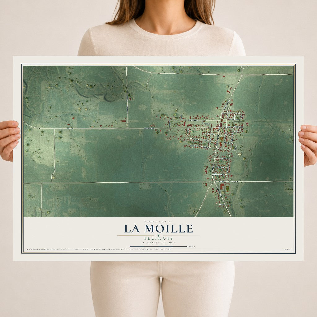 Map of La Moille, Illinois, 18 x 24 inch unframed archival matte print