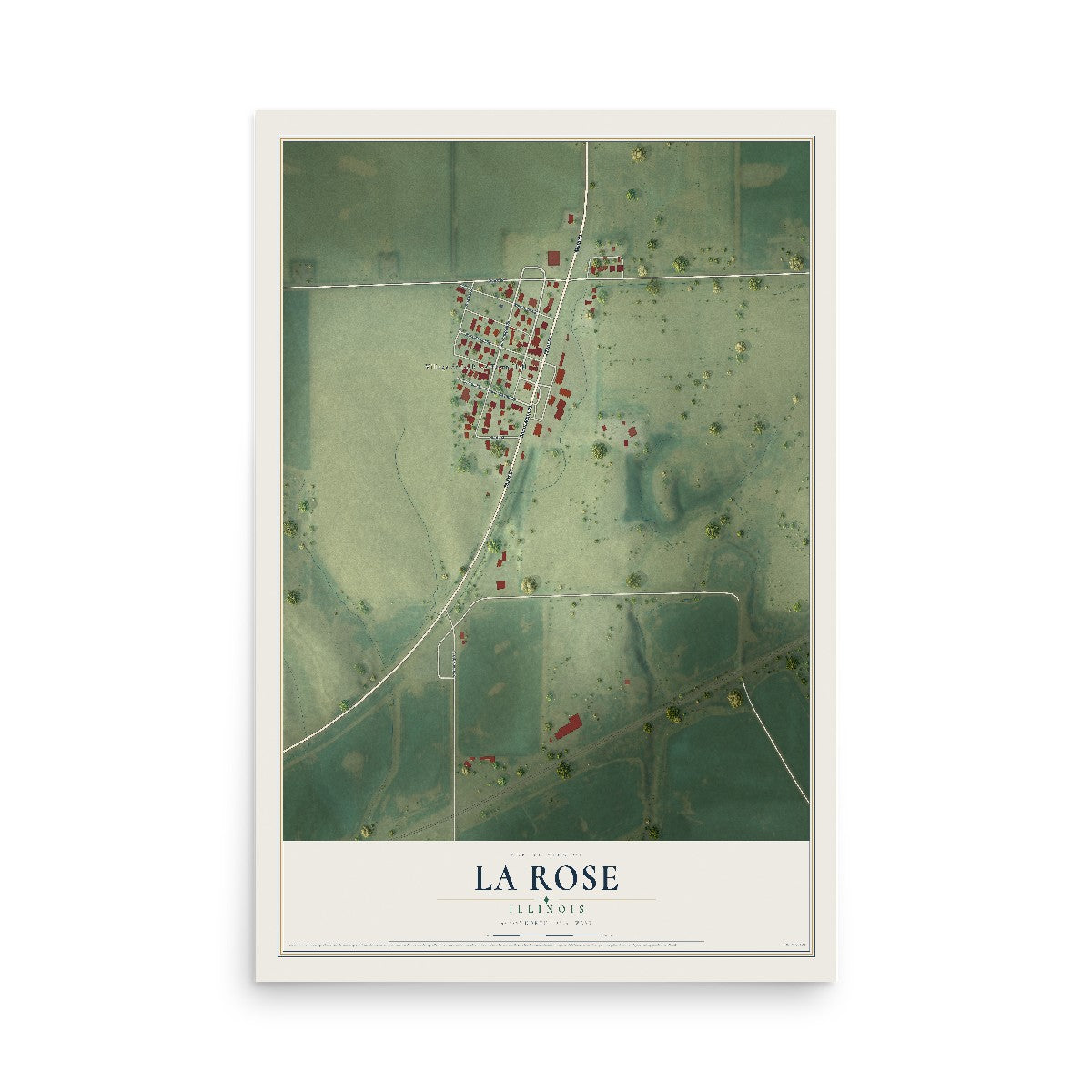 Map of La Rose, Illinois, 12 x 18 inch unframed archival matte print