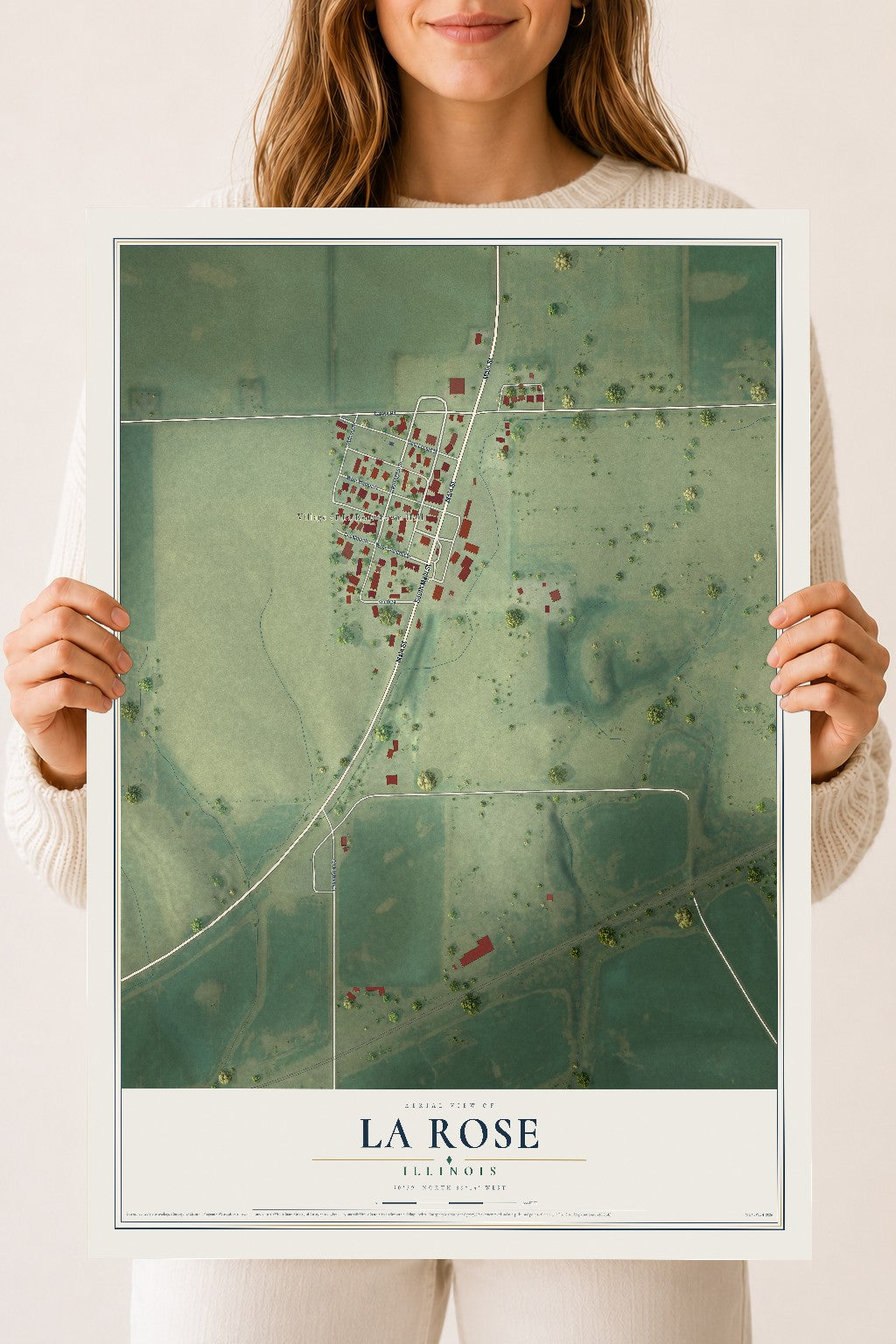 Map of La Rose, Illinois, 18 x 24 inch unframed archival matte print