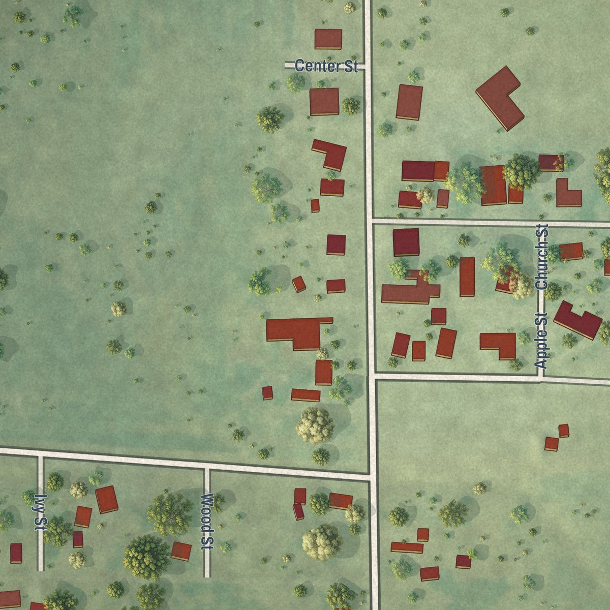 Close-up of the map of Lake City, Illinois print showing street and building detail