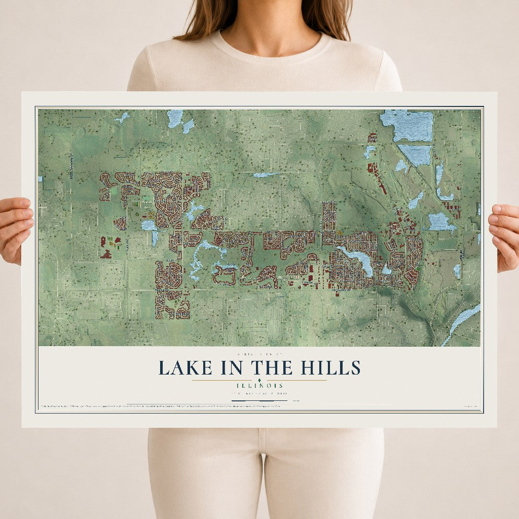 Map of Lake in the Hills, Illinois, 18 x 24 inch unframed archival matte print