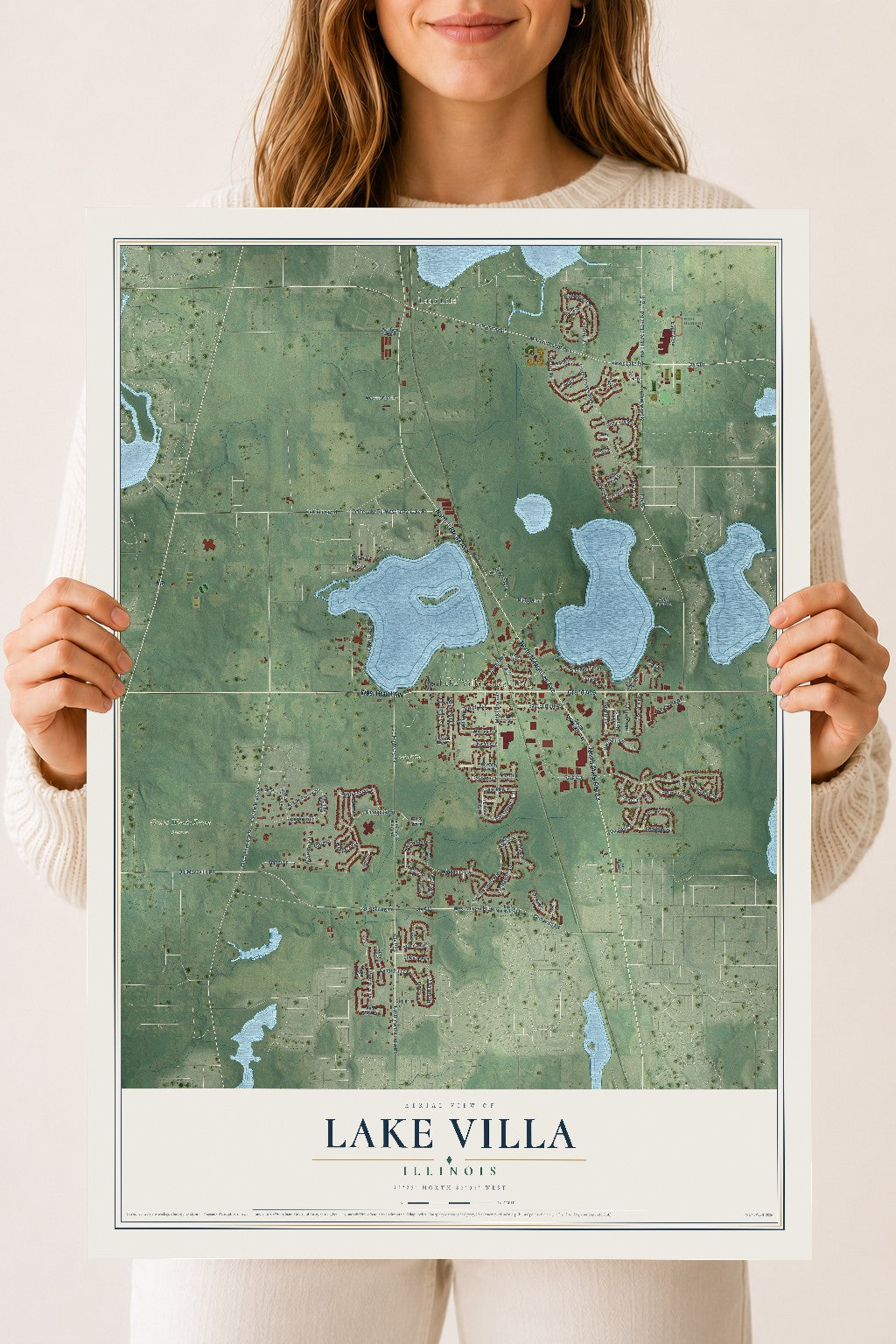 Map of Lake Villa, Illinois, 18 x 24 inch unframed archival matte print