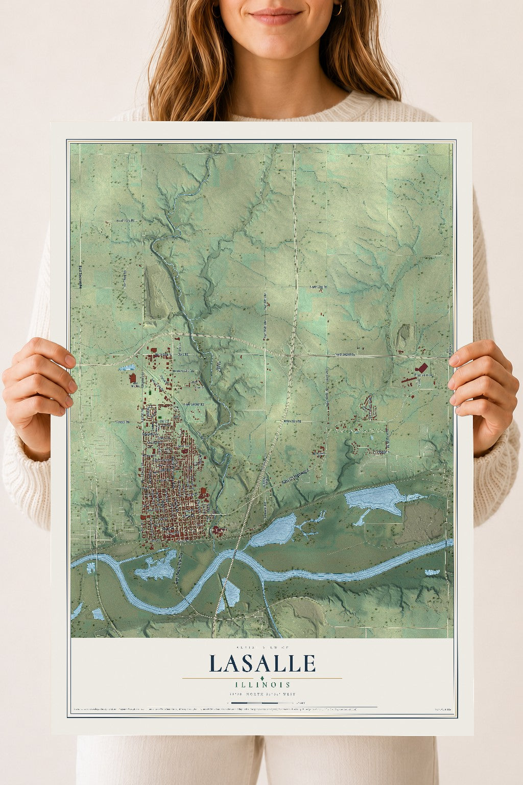 Map of LaSalle, Illinois, 18 x 24 inch unframed archival matte print