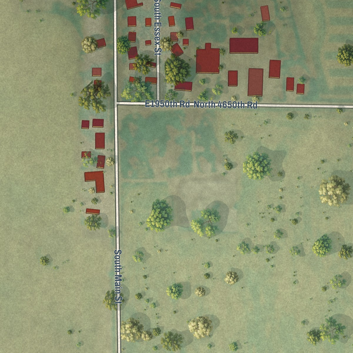 Second close-up of the map of Leland, Illinois print showing more streets and buildings