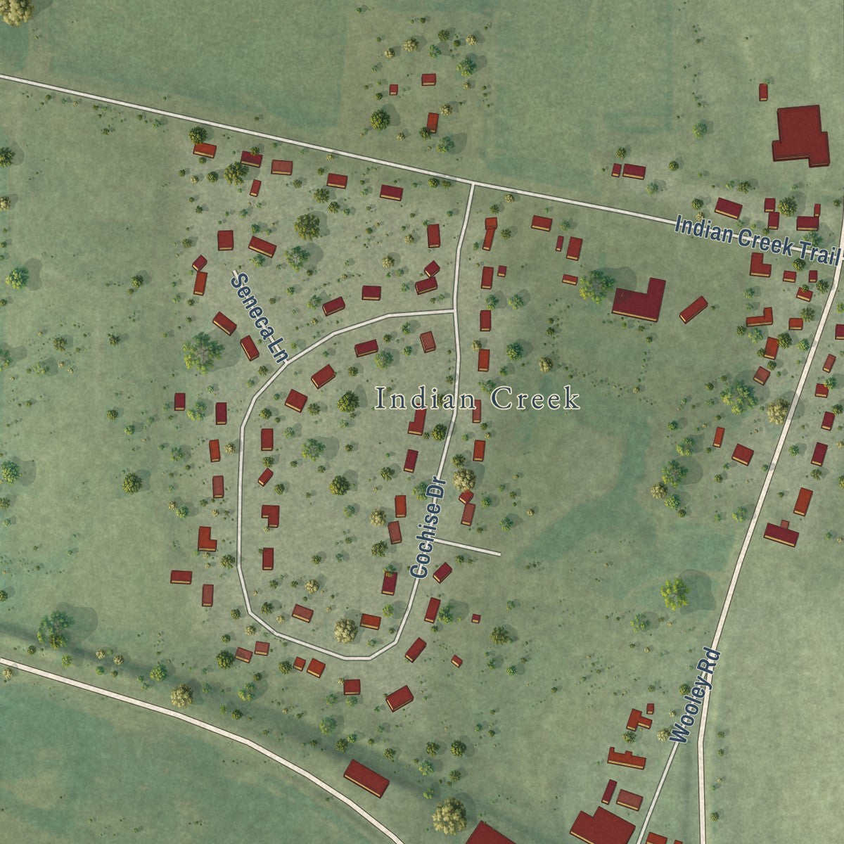 Second close-up of the map of Lily Lake, Illinois print showing more streets and buildings