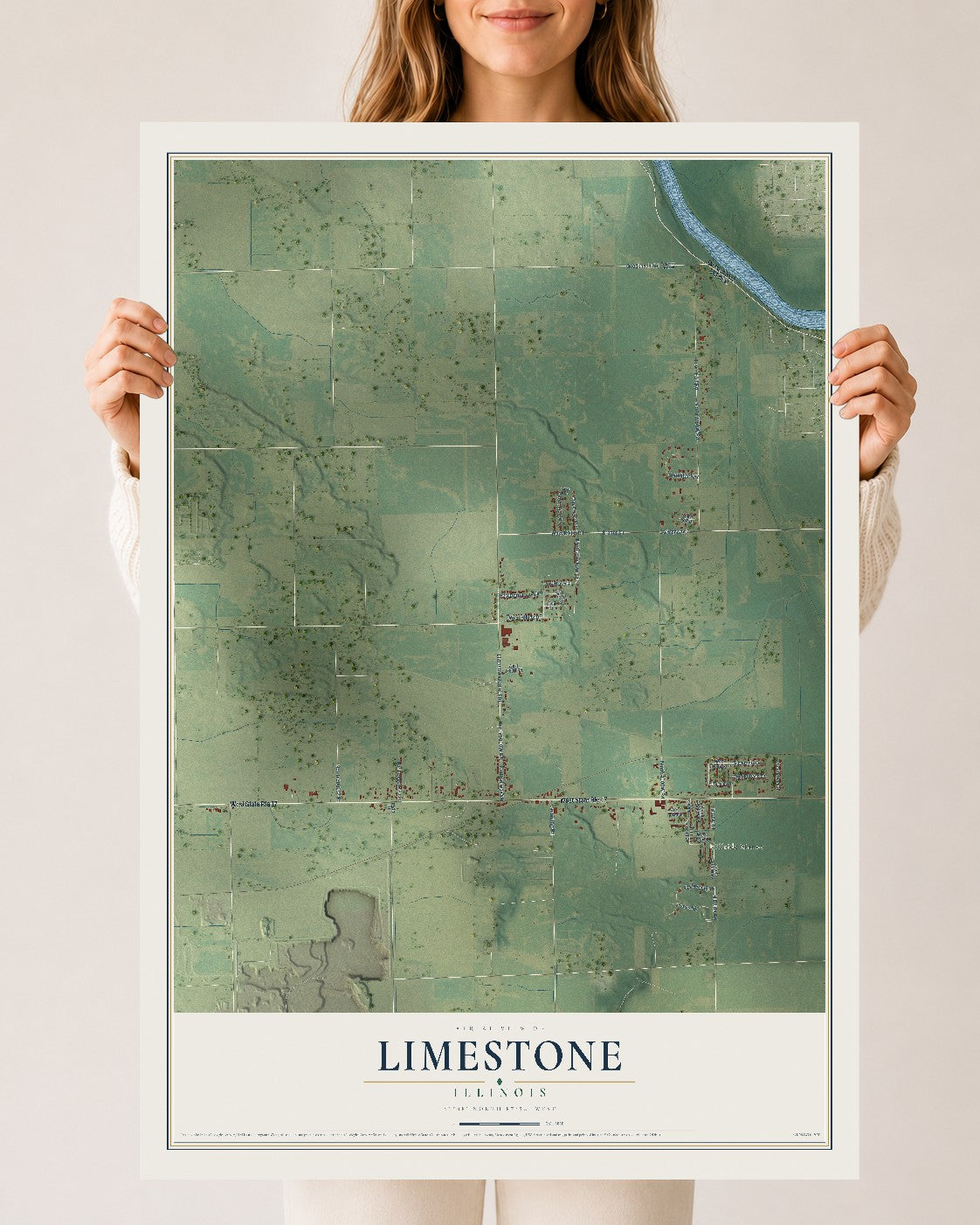Map of Limestone, Illinois, 24 x 36 inch unframed archival matte print
