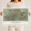 Map of Lincolnwood, Illinois, 12 x 18 inch unframed archival matte print