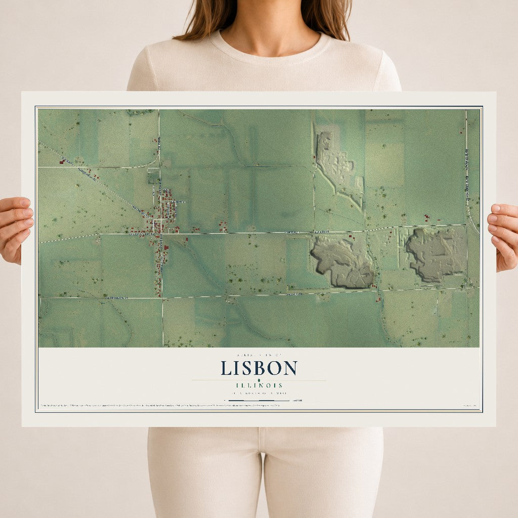 Map of Lisbon, Illinois, 18 x 24 inch unframed archival matte print
