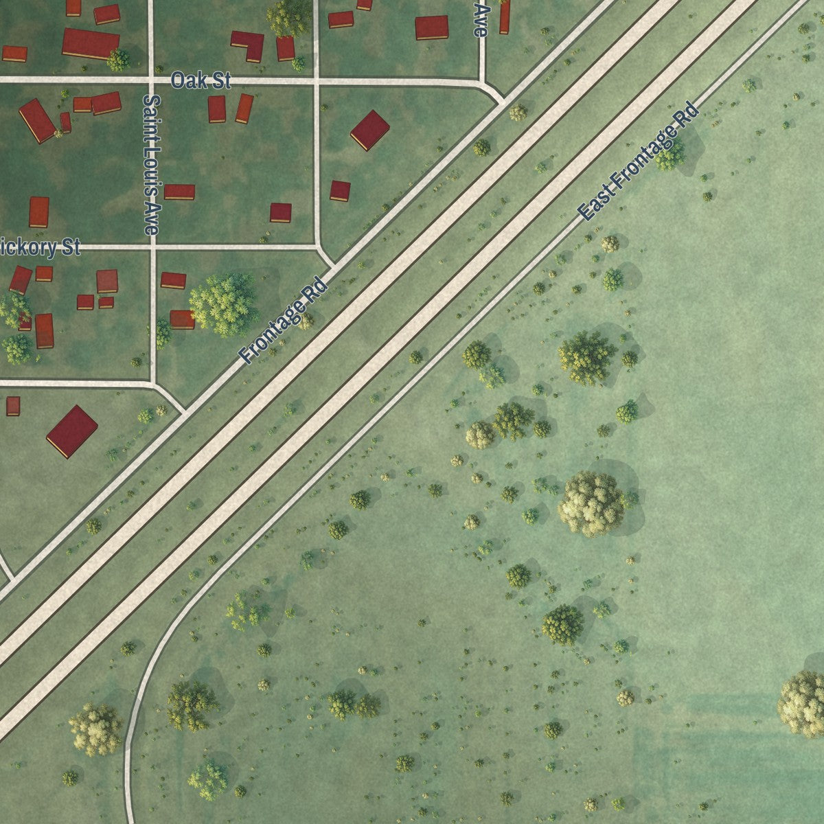 Second close-up of the map of Livingston, Illinois print showing more streets and buildings