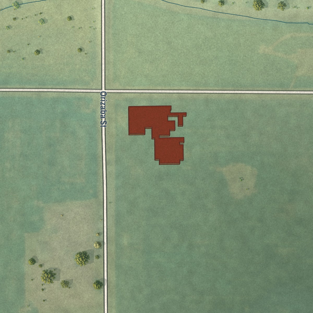 Second close-up of the map of Longview, Illinois print showing more streets and buildings