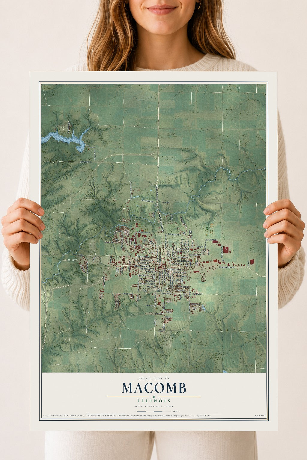 Map of Macomb, Illinois, 18 x 24 inch unframed archival matte print