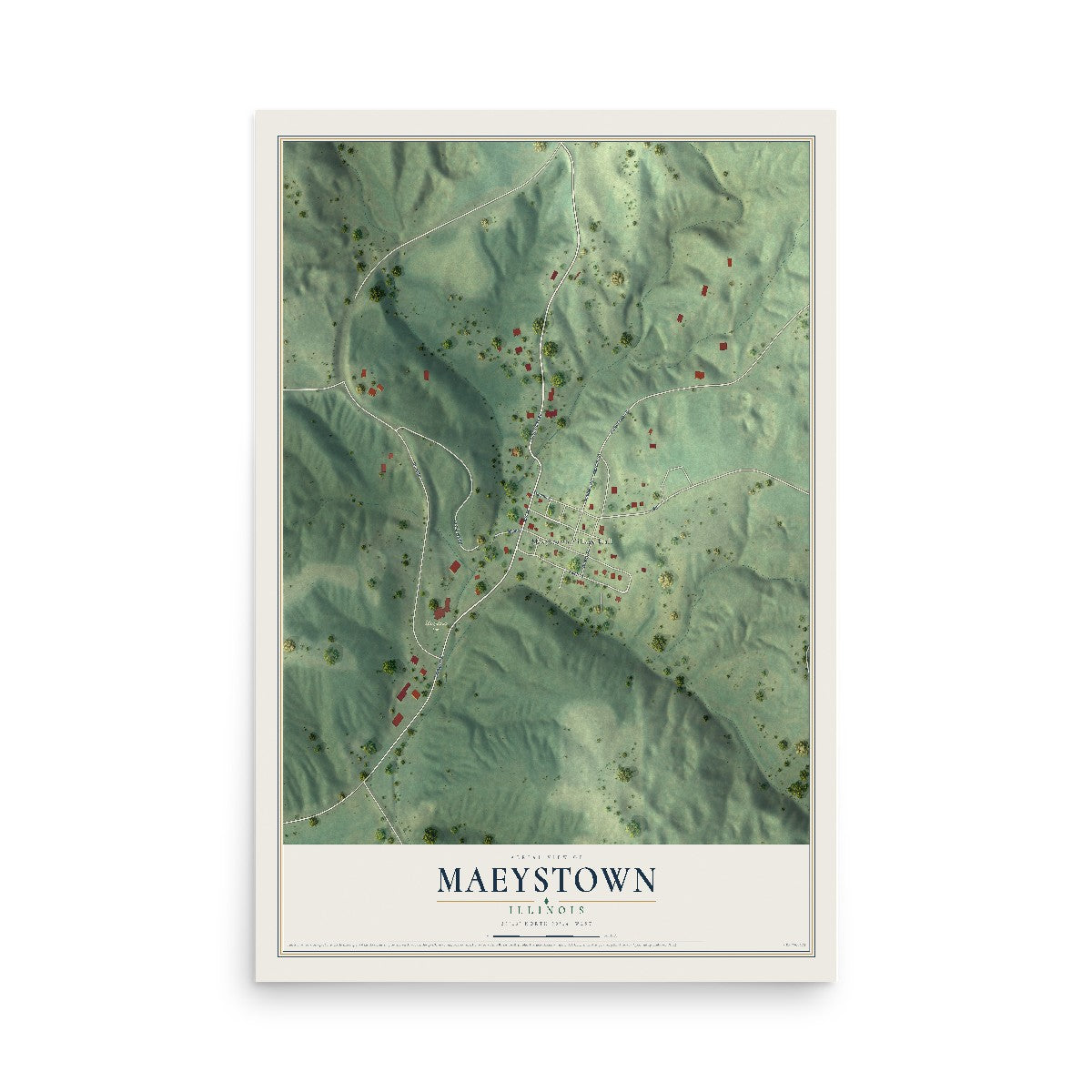 Map of Maeystown, Illinois, 12 x 18 inch unframed archival matte print