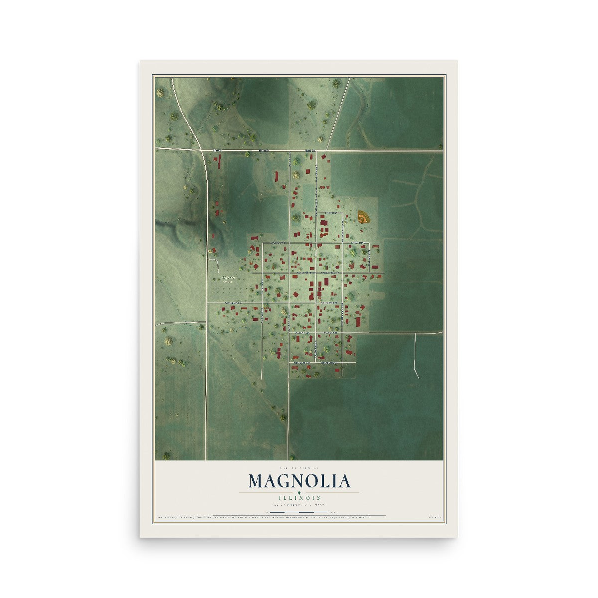 Map of Magnolia, Illinois, 12 x 18 inch unframed archival matte print