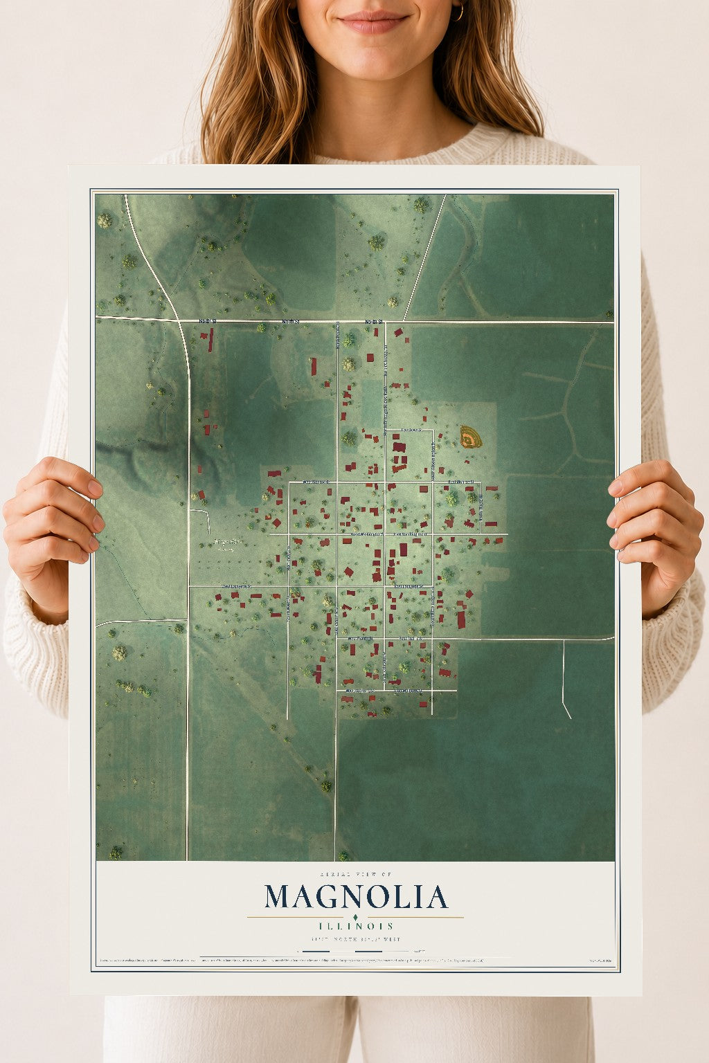 Map of Magnolia, Illinois, 18 x 24 inch unframed archival matte print
