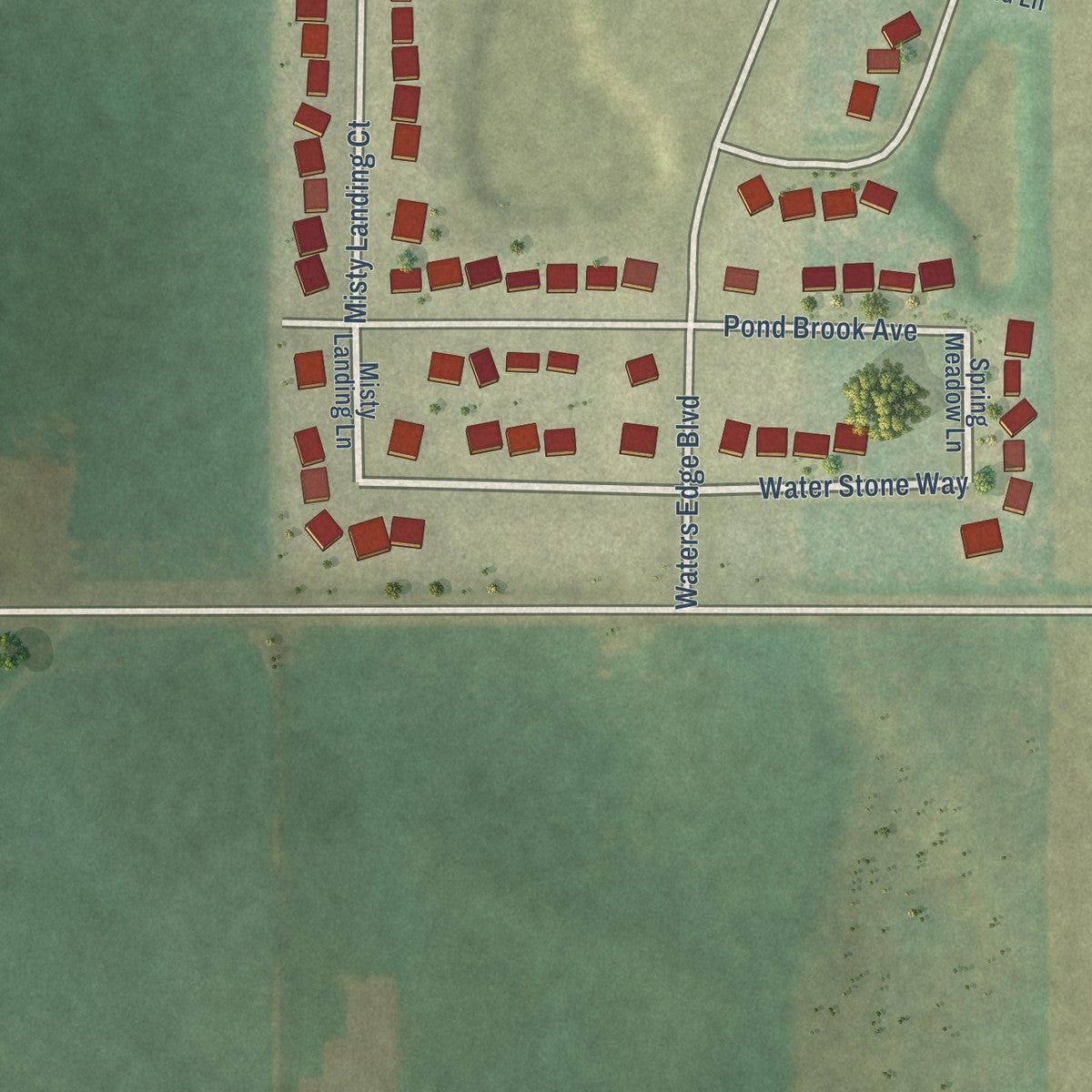 Second close-up of the map of Malta, Illinois print showing more streets and buildings