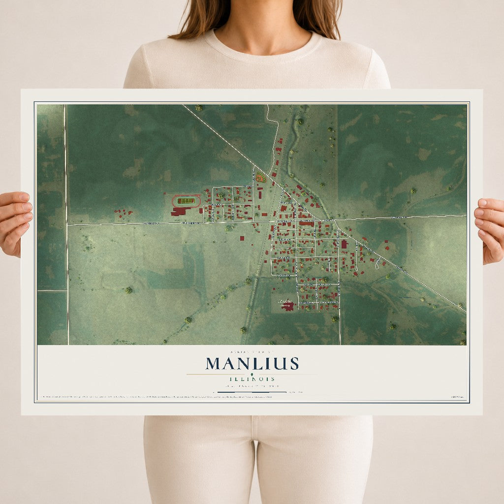 Map of Manlius, Illinois, 18 x 24 inch unframed archival matte print