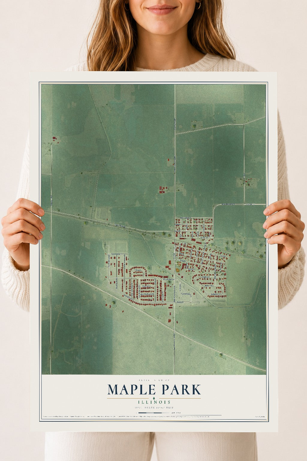 Map of Maple Park, Illinois, 18 x 24 inch unframed archival matte print