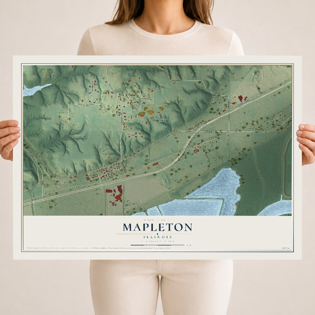 Map of Mapleton, Illinois, 18 x 24 inch unframed archival matte print