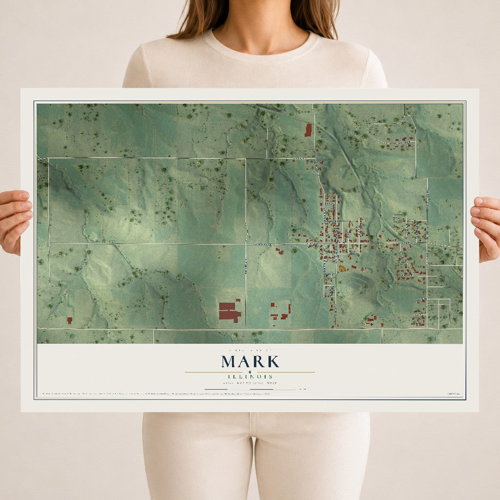 Map of Mark, Illinois, 18 x 24 inch unframed archival matte print