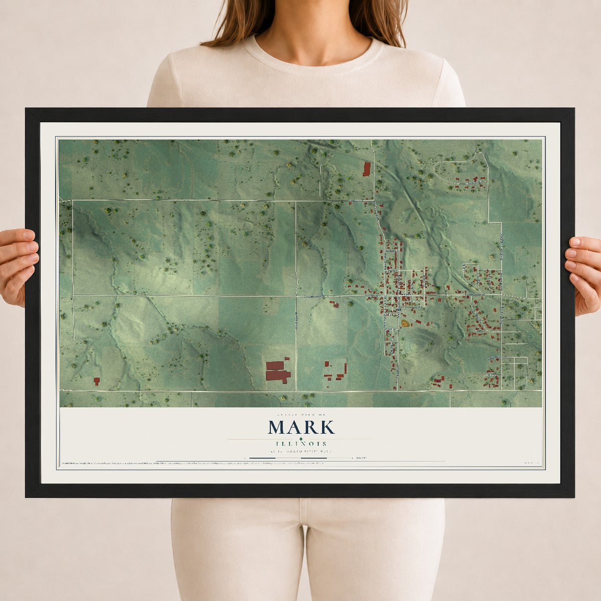 Map of Mark, Illinois, 18 x 24 inch print in a black wood frame