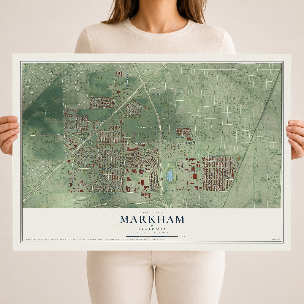 Map of Markham, Illinois, 18 x 24 inch unframed archival matte print