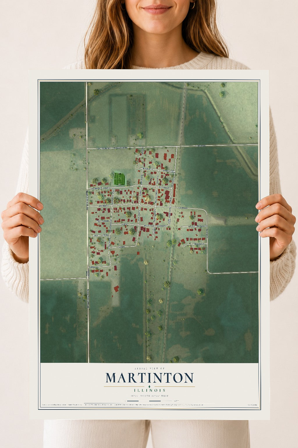 Map of Martinton, Illinois, 18 x 24 inch unframed archival matte print