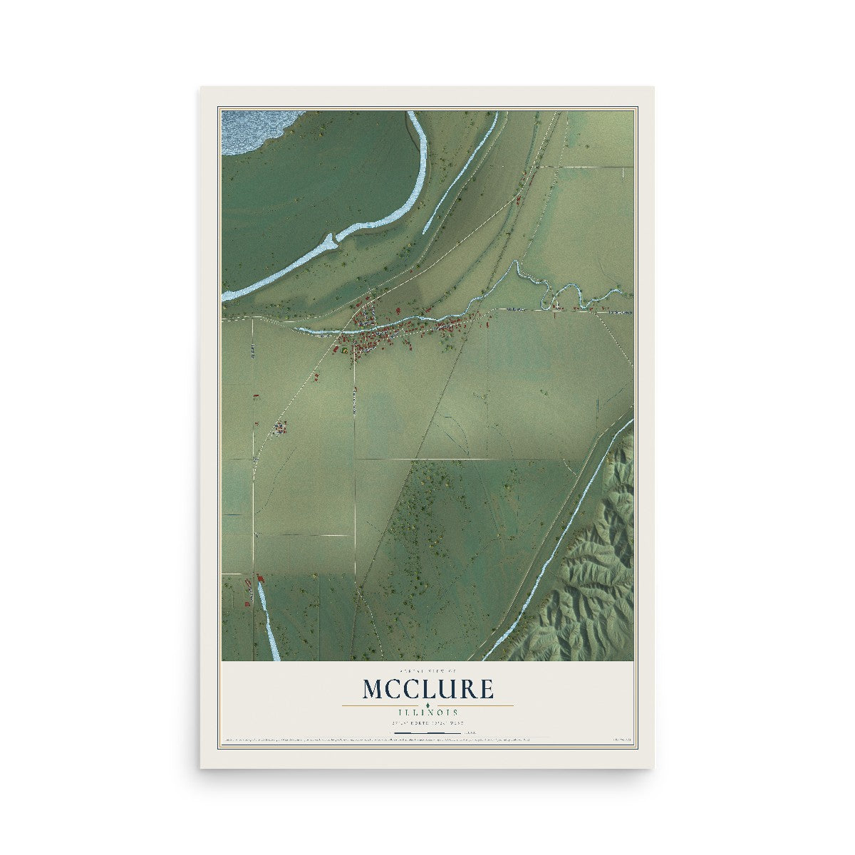 Map of McClure, Illinois, 12 x 18 inch unframed archival matte print
