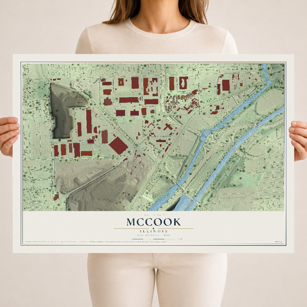Map of McCook, Illinois, 18 x 24 inch unframed archival matte print