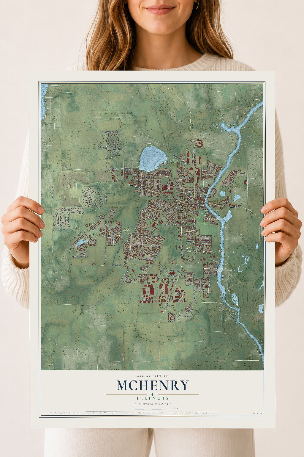 Map of McHenry, Illinois, 18 x 24 inch unframed archival matte print
