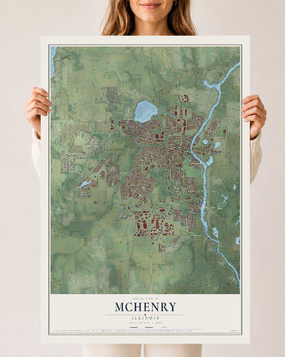 Map of McHenry, Illinois, 24 x 36 inch unframed archival matte print