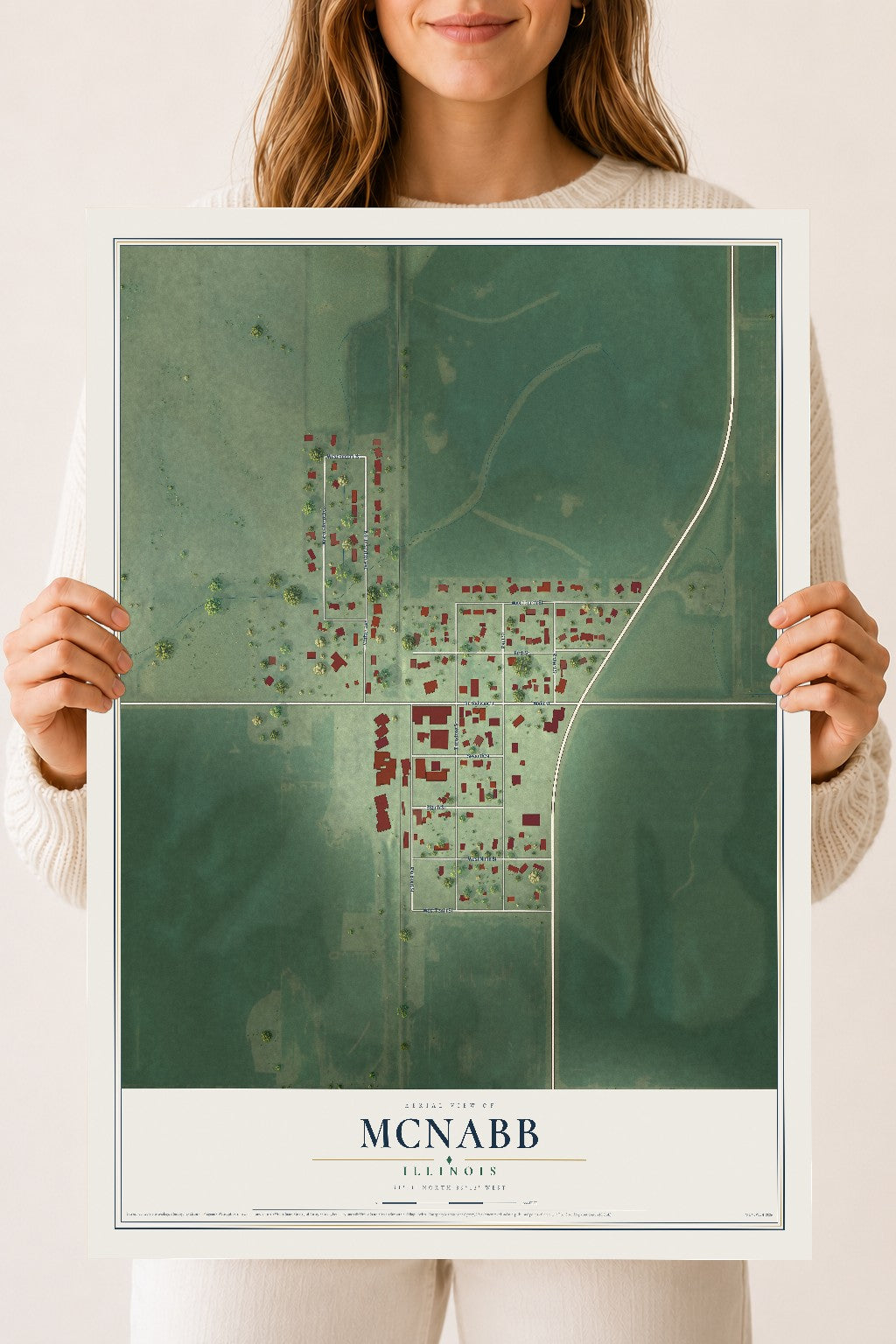 Map of McNabb, Illinois, 18 x 24 inch unframed archival matte print