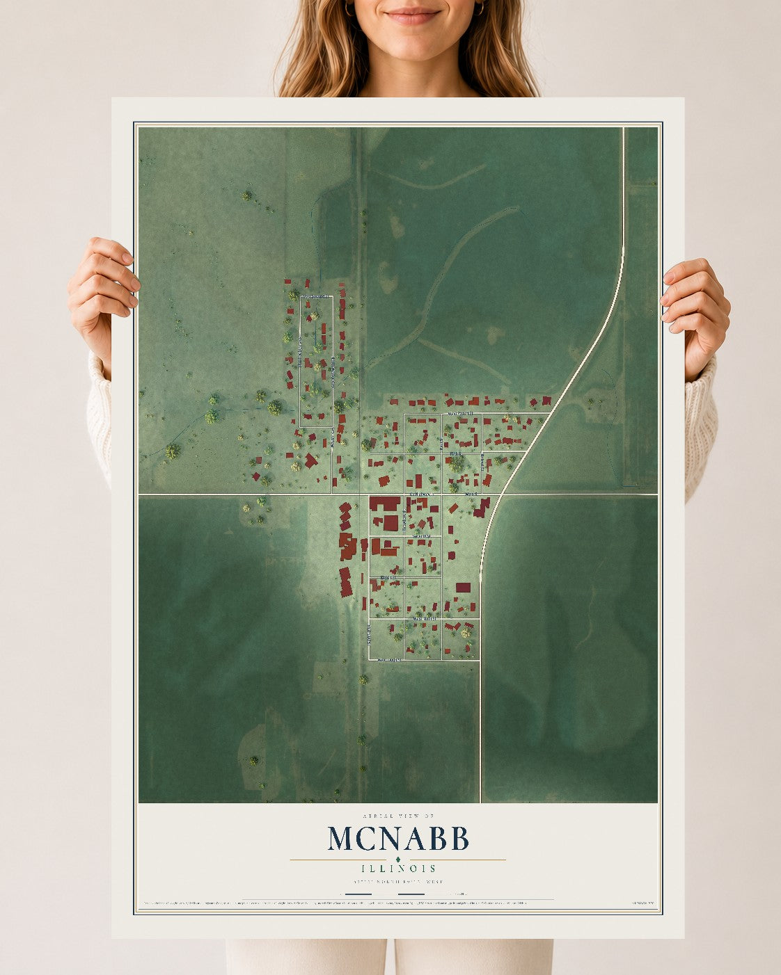 Map of McNabb, Illinois, 24 x 36 inch unframed archival matte print
