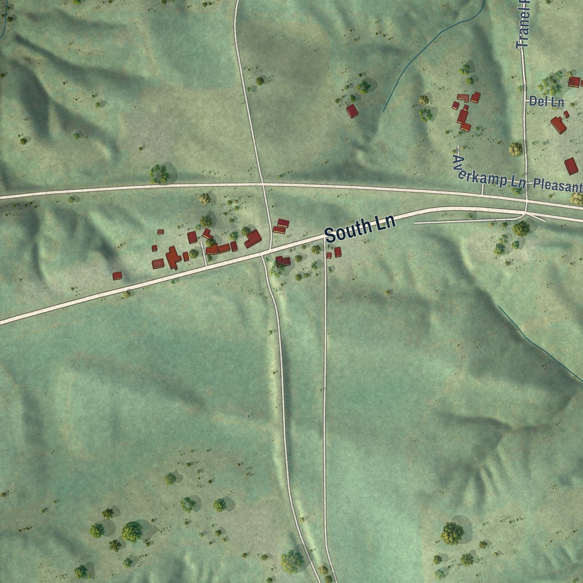Close-up of the map of Menominee, Illinois print showing street and building detail