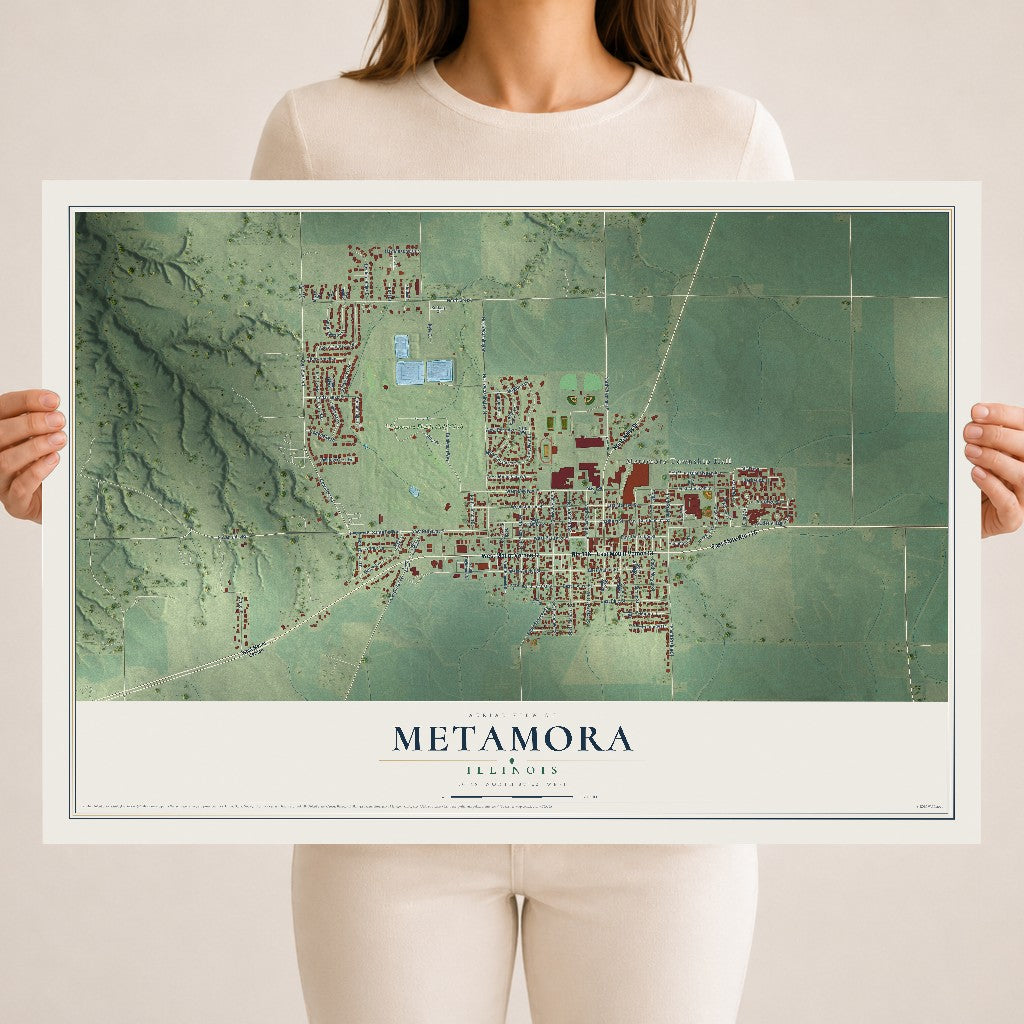 Map of Metamora, Illinois, 18 x 24 inch unframed archival matte print