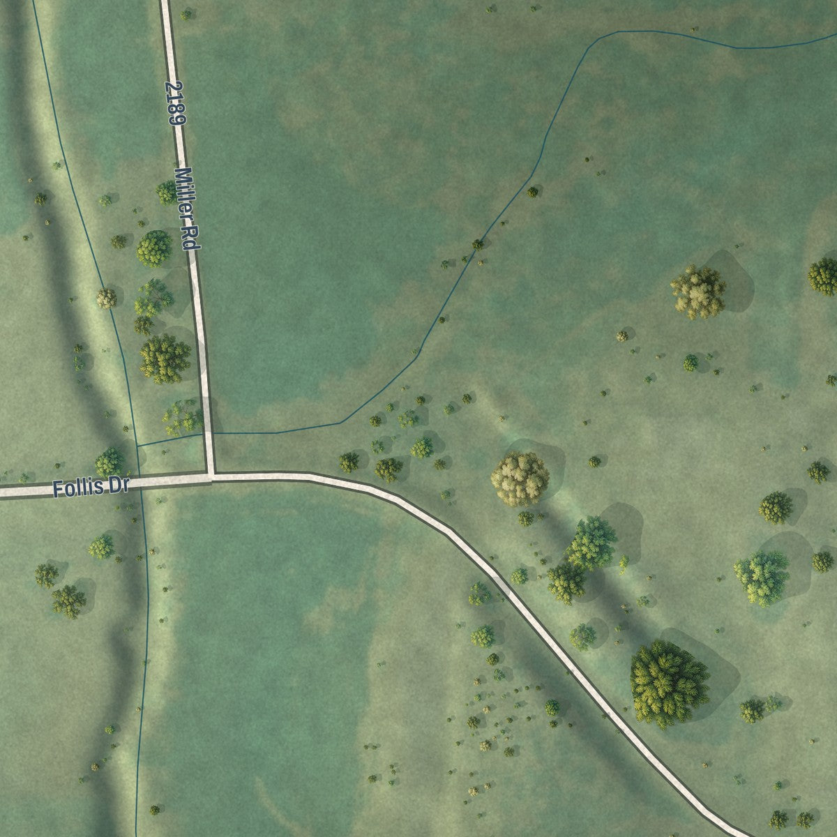 Second close-up of the map of Mill Creek, Illinois print showing more streets and buildings