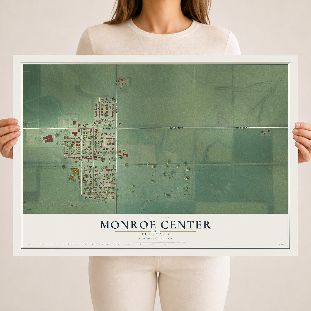 Map of Monroe Center, Illinois, 18 x 24 inch unframed archival matte print