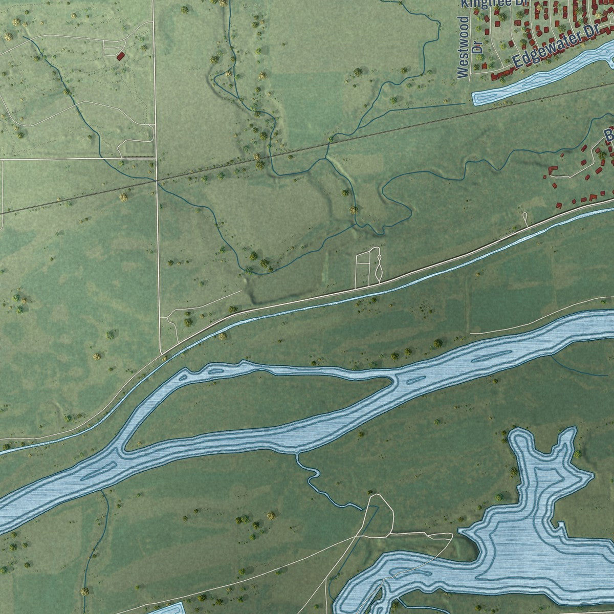 Second close-up of the map of Morris, Illinois print showing more streets and buildings